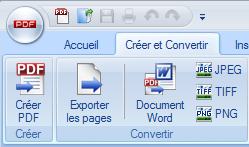 Capture d'&eacute;cran des outils de cr&eacute;action PDF